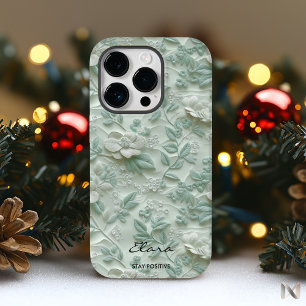 Coque Pour iPhone 14 Pro Coque iphone floral brodé vert à la menthe personn