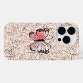 Coque Pour iPhone 14 Pro Coque iphone papillon avec Rose (Verso (horizontal))