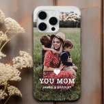 Coque Pour iPhone 14 Pro Cute HEART LOVE YOU MOM Mother's Day Photo<br><div class="desc">Cute Heart Love You Mom Mother's Day Photo iPhone Case features your favorite photo with the text "(love heart) you Mom" in modern white script with your names below. Personalize by editing the text in the text box provided and adding your own picture. Designed by ©2022 Evco Studio www.zazzle.com/store/evcostudio</div>
