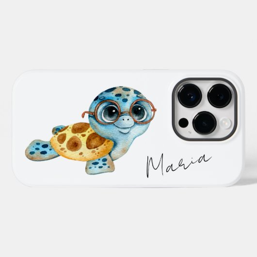 Coque Pour iPhone 14 Pro Cute tortue de mer Coque-Mate coque iphone (Verso (horizontal))