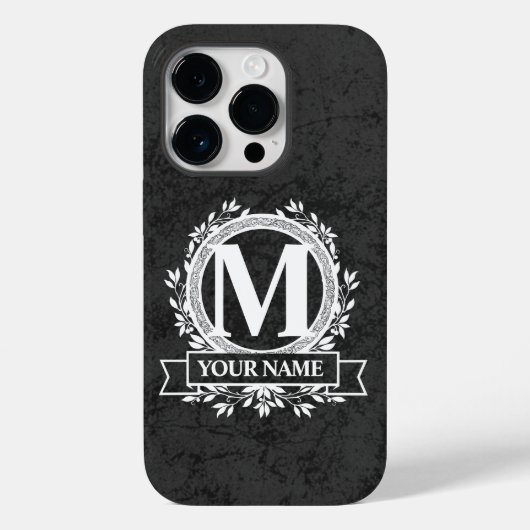 Coque Pour iPhone 14 Pro Floral Monogramme Design Coque-Mate coque iphone (Verso)