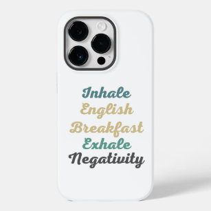Coque Pour iPhone 14 Pro Inhale Anglais Petit Déjeuner Exhale Négativité