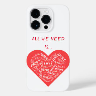 Coque Pour iPhone 14 Pro Love Text Heart Couleurs personnalisées Multilangu
