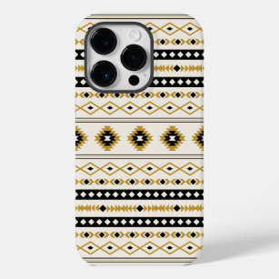Coque Pour iPhone 14 Pro Motif de Motifs Mixtes Aztec Gold Black Cream
