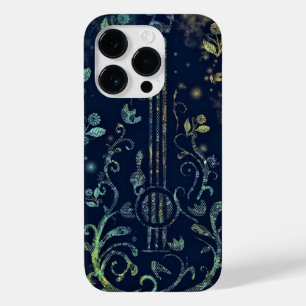 Coque Pour iPhone 14 Pro Peinture d'art coque iphone de guitare florale