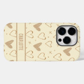 Coque Pour iPhone 14 Pro Personnalisé Brown coeur iPhone 14, 15 Coque dur (Verso (horizontal))