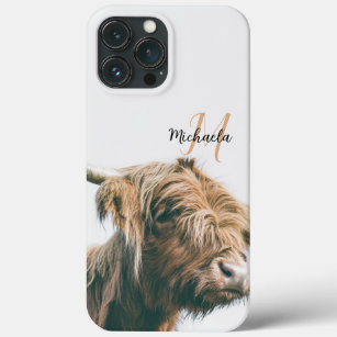 Case-Mate iPhone Case Portrait de vache Highland nom personnalisé monogr