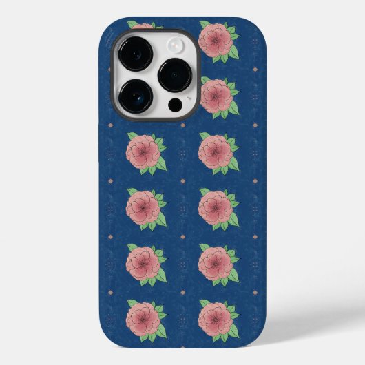 Coque Pour iPhone 14 Pro Stylish Pretty Rose Blue Floral iPhone / coque ipa (Verso)