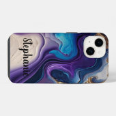 Coque Pour iPhone 14 Puple Mable Rose Gold Nom Script (Verso Horizontal)