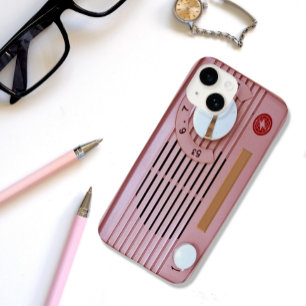 Coque Pour iPhone 14 Radio Vintage Rose