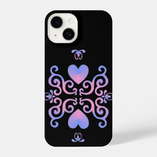 Coque Pour iPhone 14 Rainbow Heart et Lily (Verso)