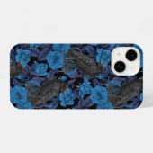 Coque Pour iPhone 14 Ravins et roses bleus (Verso Horizontal)