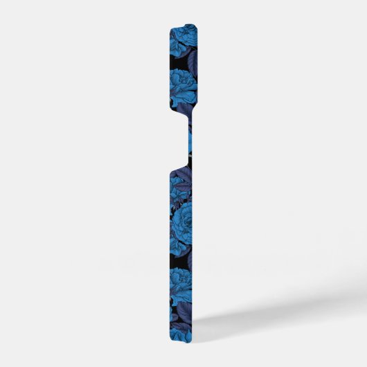 Coque Pour iPhone 14 Ravins et roses bleus (Côté droit)