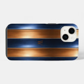 Coque Pour iPhone 14 Rayé bleu et marron  (Verso Horizontal)