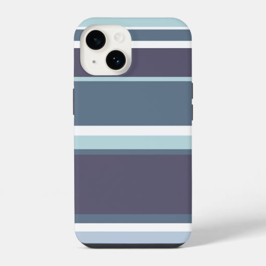 Coque Pour iPhone 14 Rayures gris-bleu (Verso)