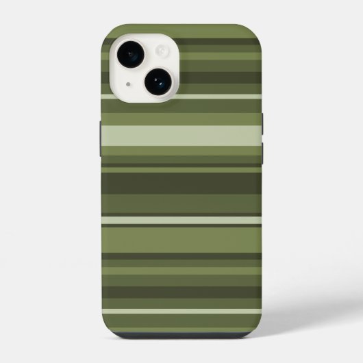 Coque Pour iPhone 14 Rayures vert olive  (Verso)