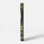 Coque Pour iPhone 14 Rayures vert olive Monogram (Côté gauche)