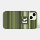 Coque Pour iPhone 14 Rayures vert olive Monogram (Verso Horizontal)
