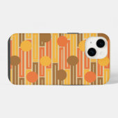 Coque Pour iPhone 14 Rectangles et cercles orange, or et marron (Verso Horizontal)