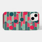 Coque Pour iPhone 14 Rectangles et cercles roses, bleu clair et sarcell (Verso Horizontal)