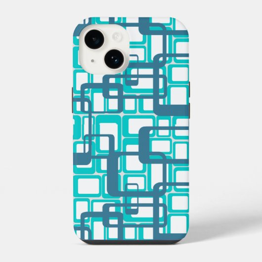 Coque Pour iPhone 14 Rectangles modernes ouvertes du milieu du siècle (Verso)