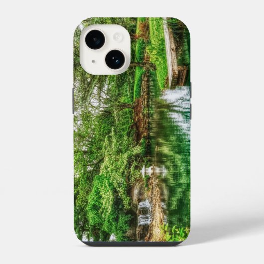 Coque Pour iPhone 14 Reflets de printemps verts (Verso)
