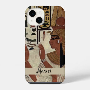 Coque Pour iPhone 14 Reine de l'Égypte antique en noir et beige