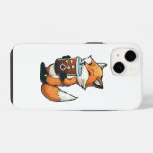 Coque Pour iPhone 14 Renard avec une tasse (Verso Horizontal)