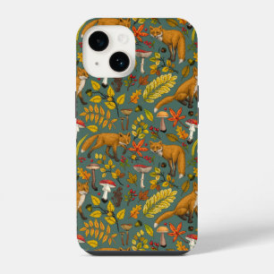 Coque Pour iPhone 14 Renards d'automne sur pin vert
