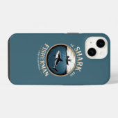 Coque Pour iPhone 14 Requin & Pêcheur (Verso Horizontal)
