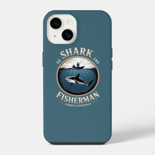 Coque Pour iPhone 14 Requin & Pêcheur (Verso)