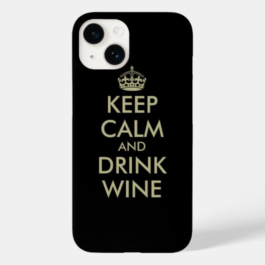 Coque Pour iPhone 14 Restez calme et boire du vin iPhone 14 coque (Verso)