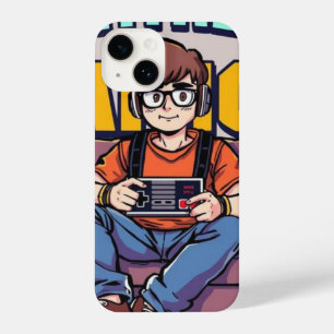 Coque Pour iPhone 14 Retro Gamer Boy - Boîtier de téléphone de dessin C