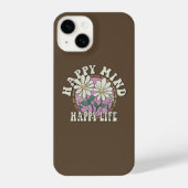 Coque Pour iPhone 14 Retro Happy Mind Happy Life (Verso)