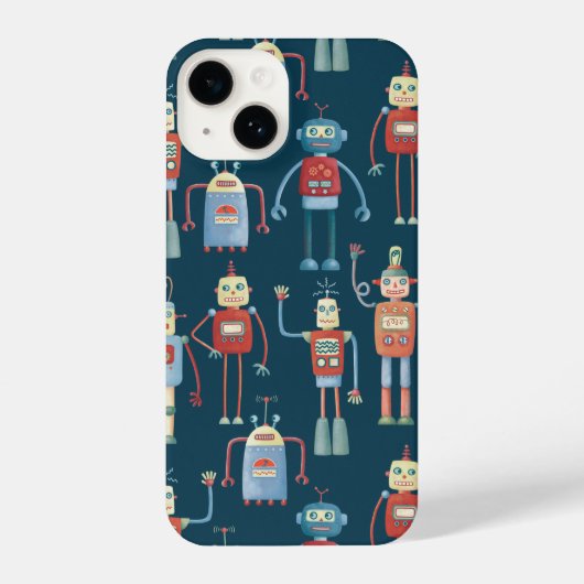 Coque Pour iPhone 14 Robot Motif Dark (Verso)