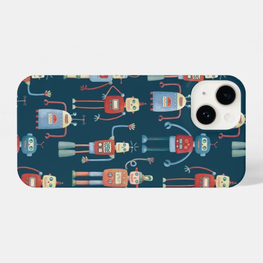 Coque Pour iPhone 14 Robot Motif Dark (Verso Horizontal)