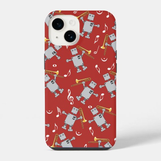 Coque Pour iPhone 14 Robot Trombone (Verso)