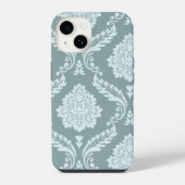 Coque Pour iPhone 14 Rococo Damask Art I Duck Egg Blue+Teal (Verso)