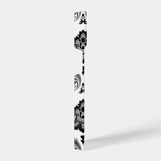 Coque Pour iPhone 14 Rococo Damask Pattern Grey Black White (Côté droit)