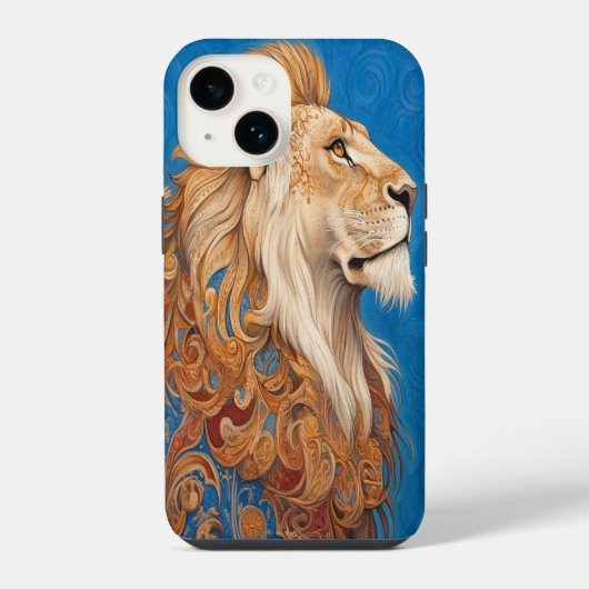 Coque Pour iPhone 14 🦁 🔵 Roi Azure (Verso)