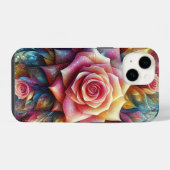 Coque Pour iPhone 14 Rose 3d Abstrait (Verso Horizontal)