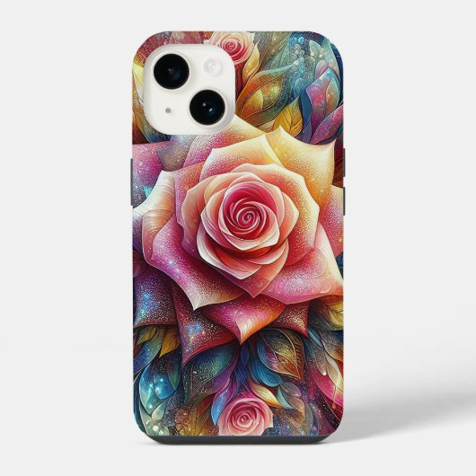 Coque Pour iPhone 14 Rose 3d Abstrait (Verso)