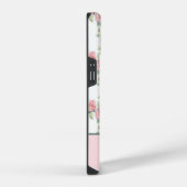 Coque Pour iPhone 14 Rose florale de verdure rose Monogram (Côté droit)