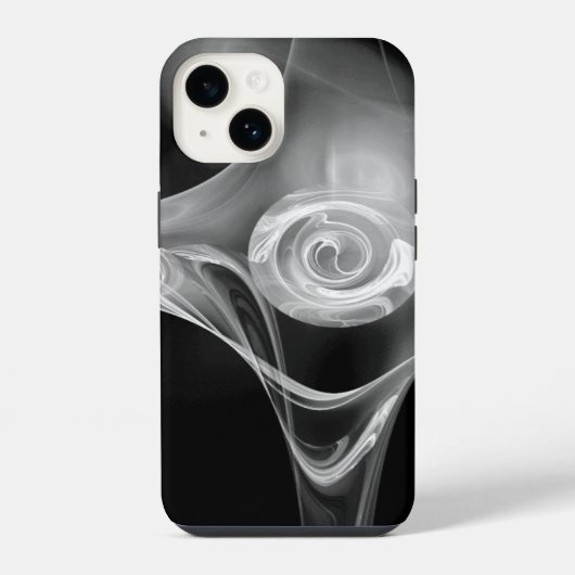 COQUE POUR iPhone 14 ROSE FRACTAL BLANC (Verso)