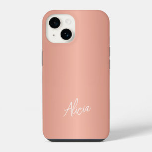 Coque Pour iPhone 14 Rose gold girly personnalisé nom personnalisé