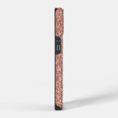 Coque Pour iPhone 14 Rose Gold Pailleté Monogramme Initial Nom de Mode (Côté droit)