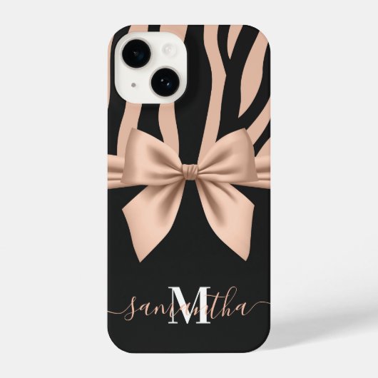 Coque Pour iPhone 14 Rose Gold Zebra Print (Verso)