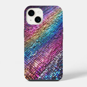 Coque Pour iPhone 14 Rose Pailleté Arc-en-Ciel Ombré Féminin Personnali