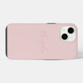 Coque Pour iPhone 14 Rose Pâle avec Nom iPhone 14 (Verso Horizontal)