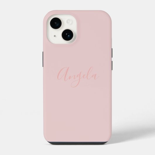 Coque Pour iPhone 14 Rose Pâle avec Nom iPhone 14 (Verso)